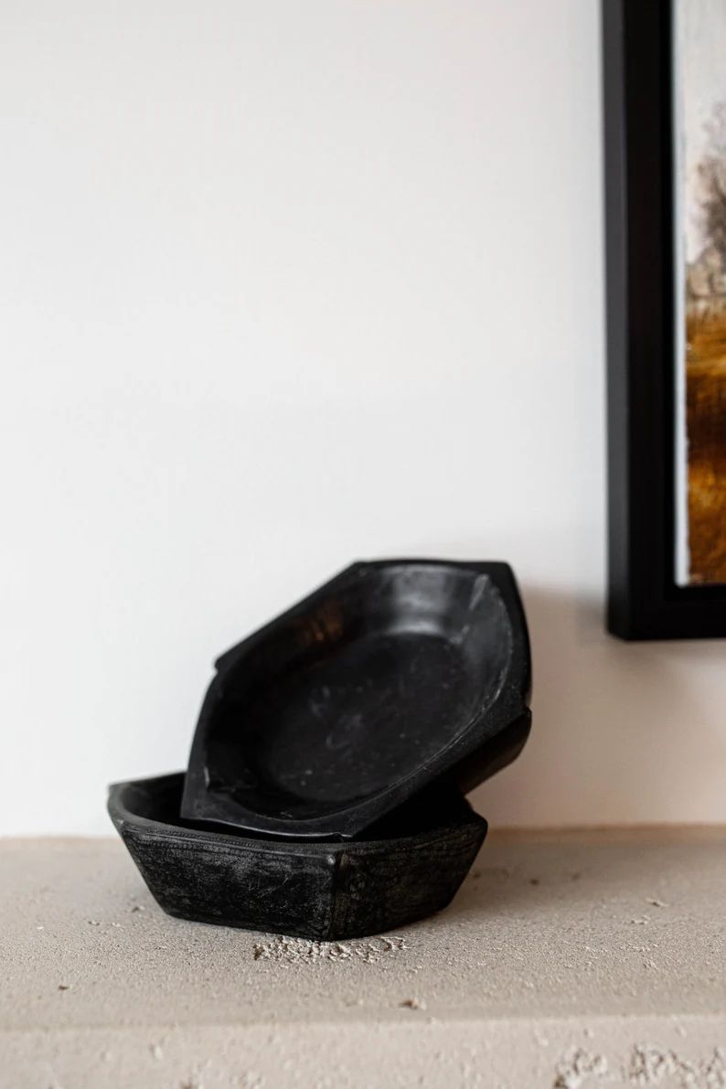 Marble Black Bowl Soapstone Bowl Vintage One of Kind - Etsy | Etsy (US)
