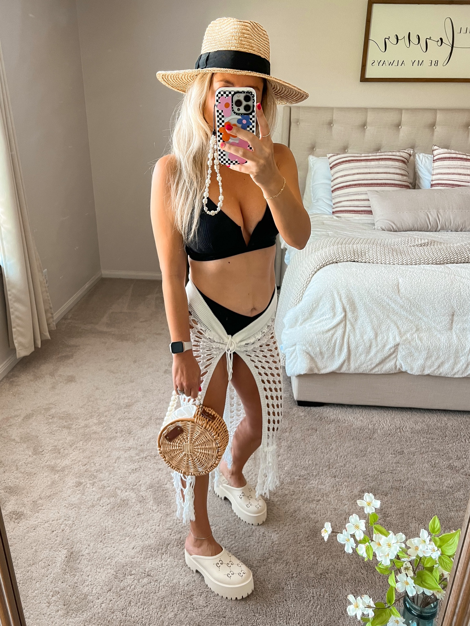 Hat is a m
L space swimsuit 
Amazon cover up
Amazon bag
Gucci slides

#LTKunder100 #LTKshoecrush #LTKswim