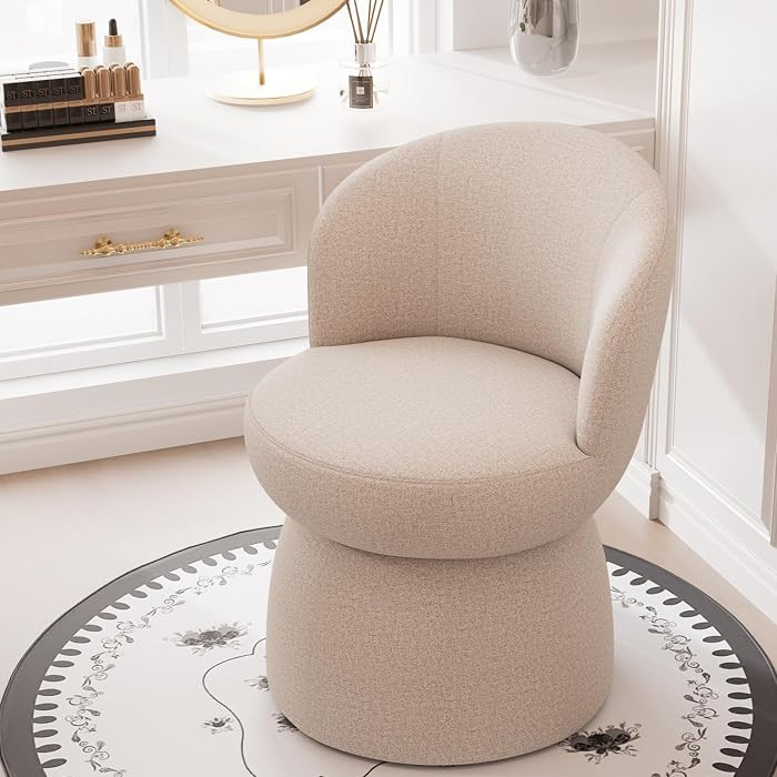 Rowill 360 Degree Swivel Vanity Chair, Barrel Textured Accent Chair with Boucle Fabric, Modern Oa... | Amazon (US)