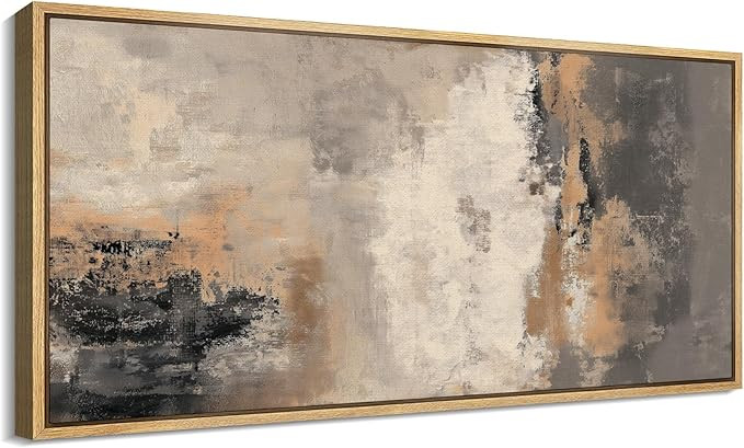 SIGNFORD Extra Large Framed Canvas Print Wall Art Modern Earth Tone Abstract with Vertical Contra... | Amazon (US)