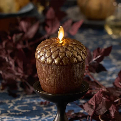 Metallic Cappuccino Flameless Candle Acorn | Luminara