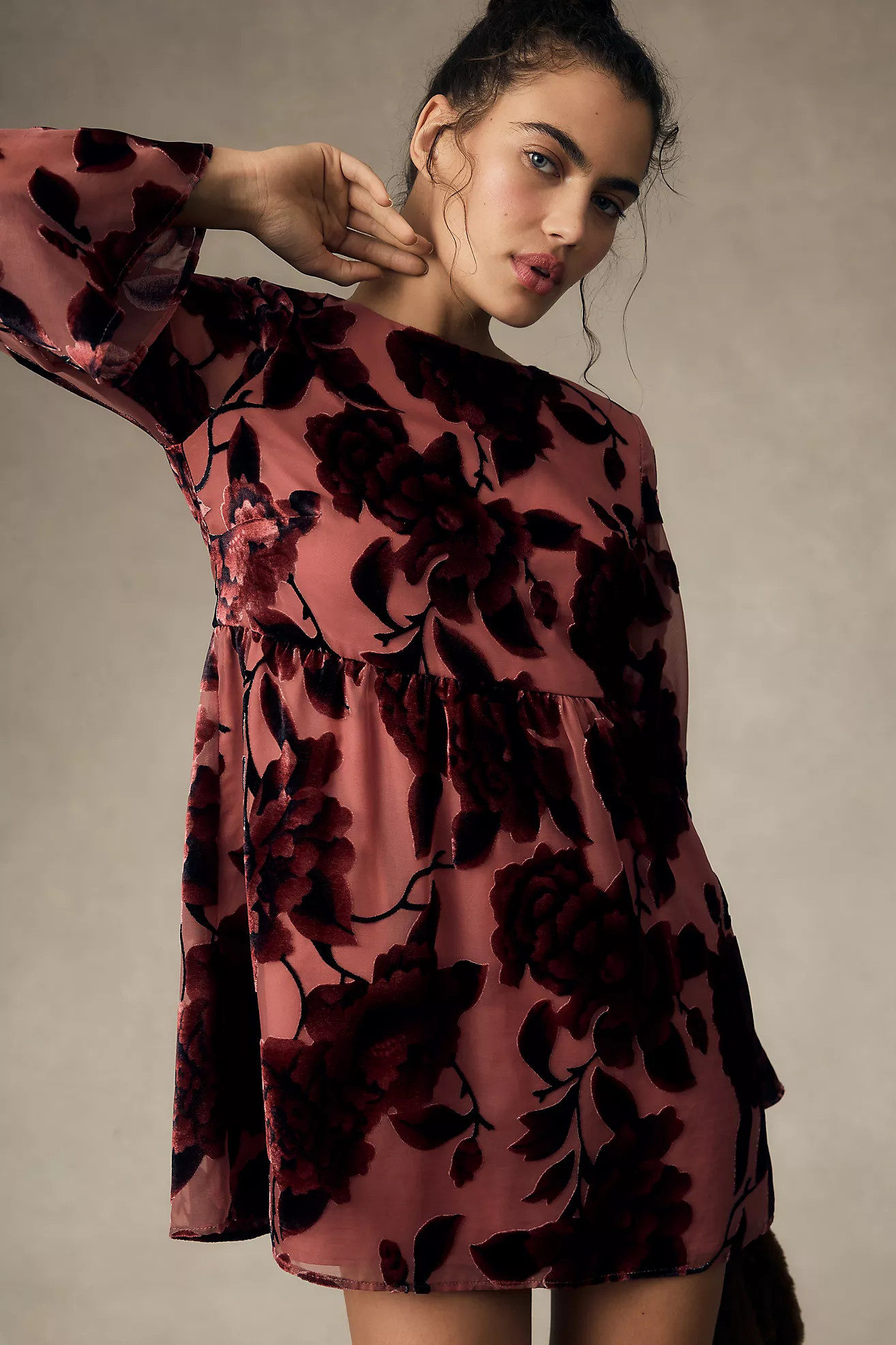 Hutch Long-Sleeve Velvet Mini Dress | Anthropologie (US)