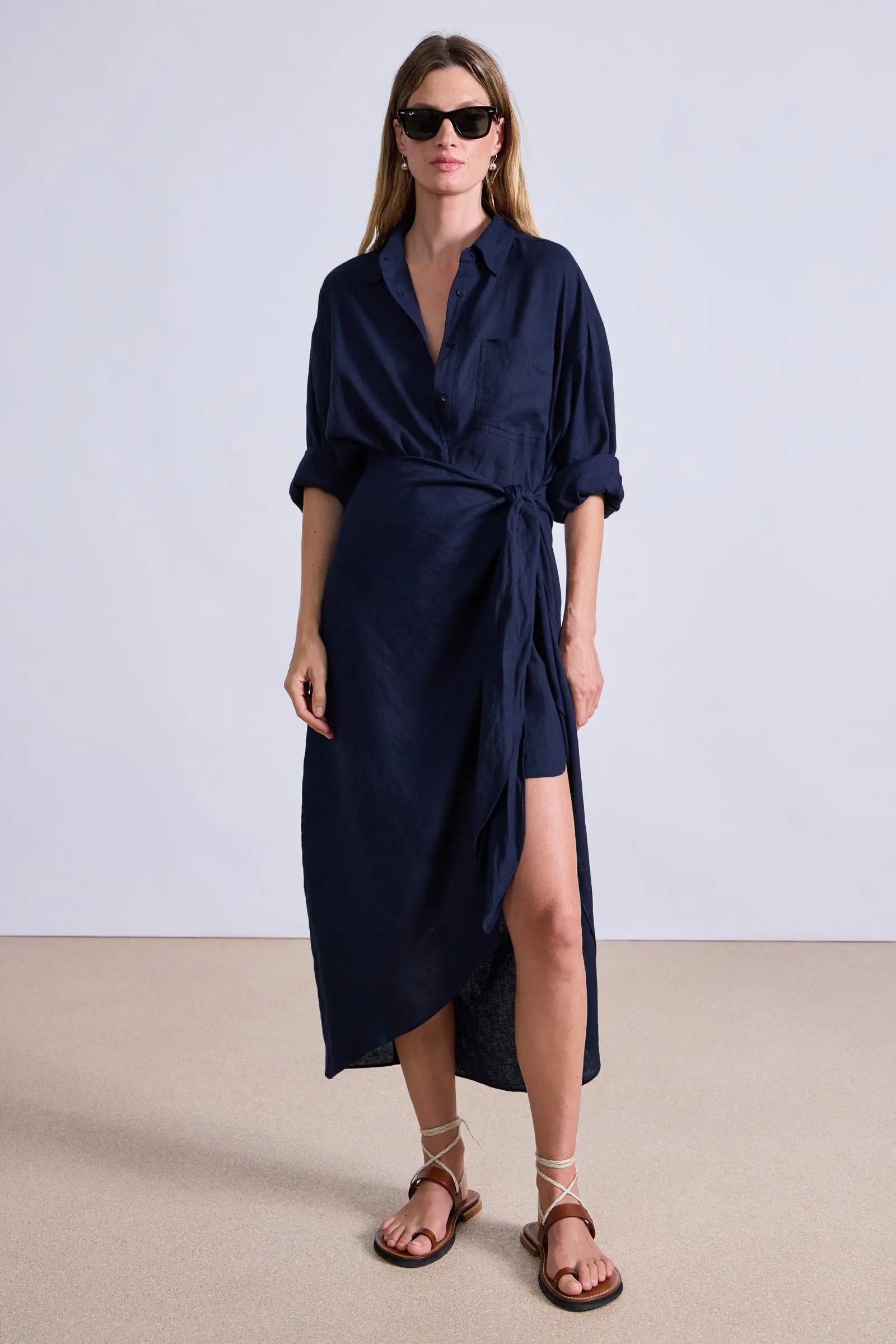 Alessandra Sarong Shirt Dress | Apiece Apart | Apiece Apart