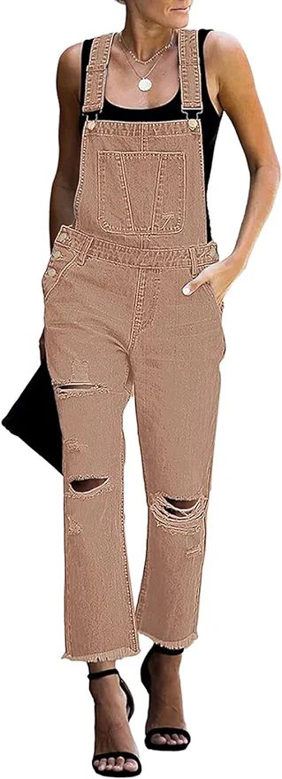 Amazon.com: luvamia Women's Casual Adjustable Denim Bib Overalls Jeans Pants Fashion Loose Overal... | Amazon (US)