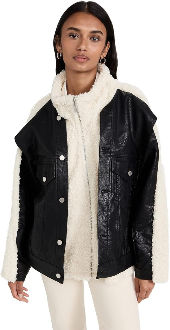 BLANKNYC Women's Fresh Air Sherpa & Faux Leather Trucker Jacket | Amazon (US)