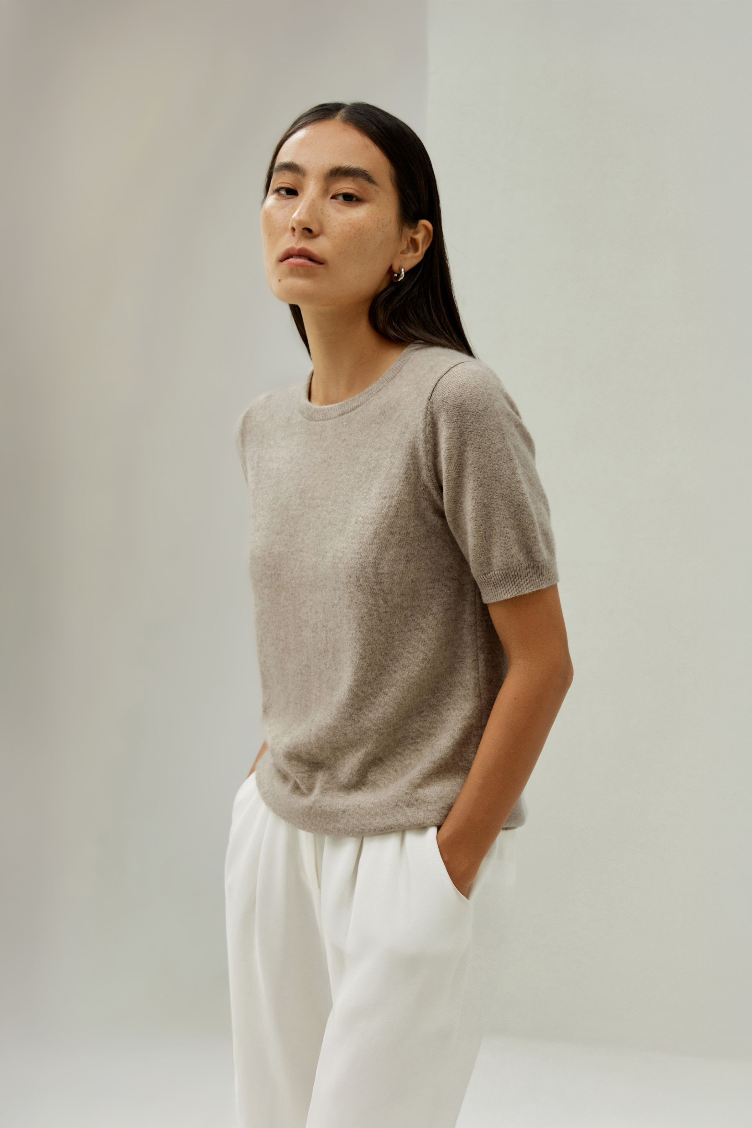 Crew Neck Basic Knit Top | LilySilk