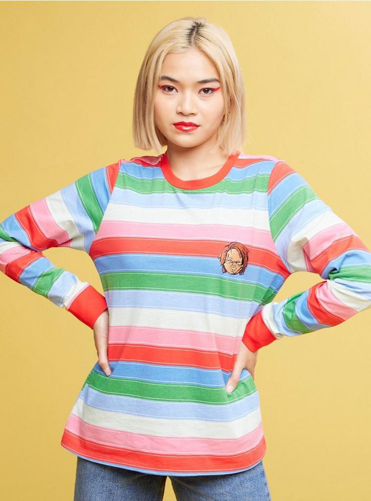 Chucky Stripe Cosplay Girls Long-Sleeve T-Shirt | Hot Topic