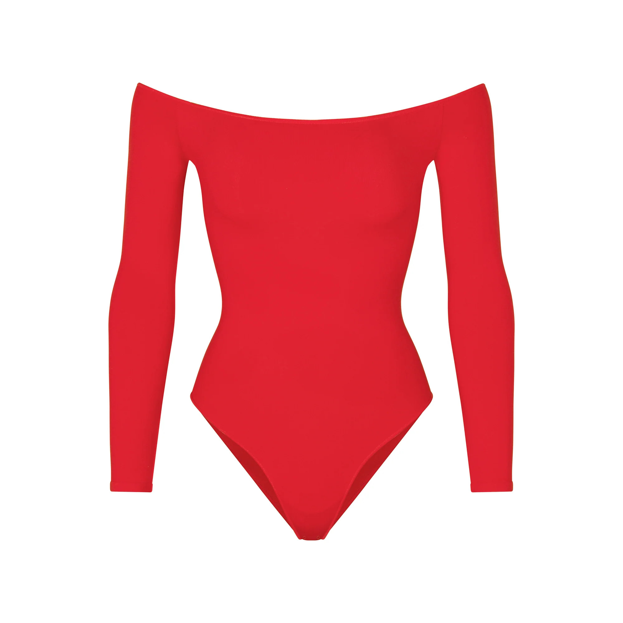 ESSENTIAL OFF THE SHOULDER BODYSUIT | RED | SKIMS (US)