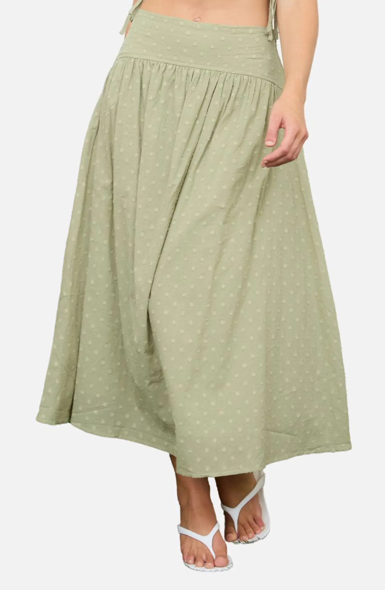 Blu Pepper Swiss Dot Cotton Midi Skirt | Nordstromrack | Nordstrom Rack