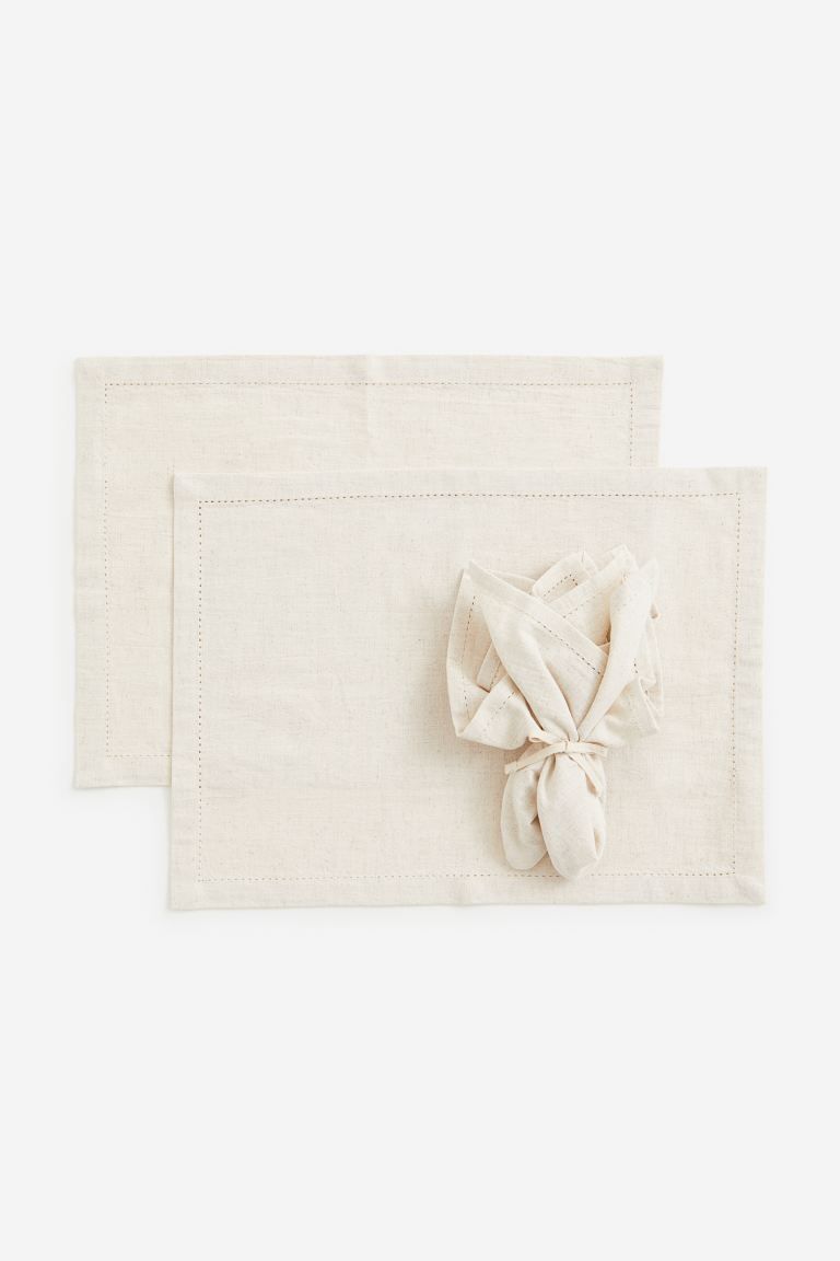 4-piece Placemat and Napkin set - Light beige - Home All | H&M US | H&M (US + CA)