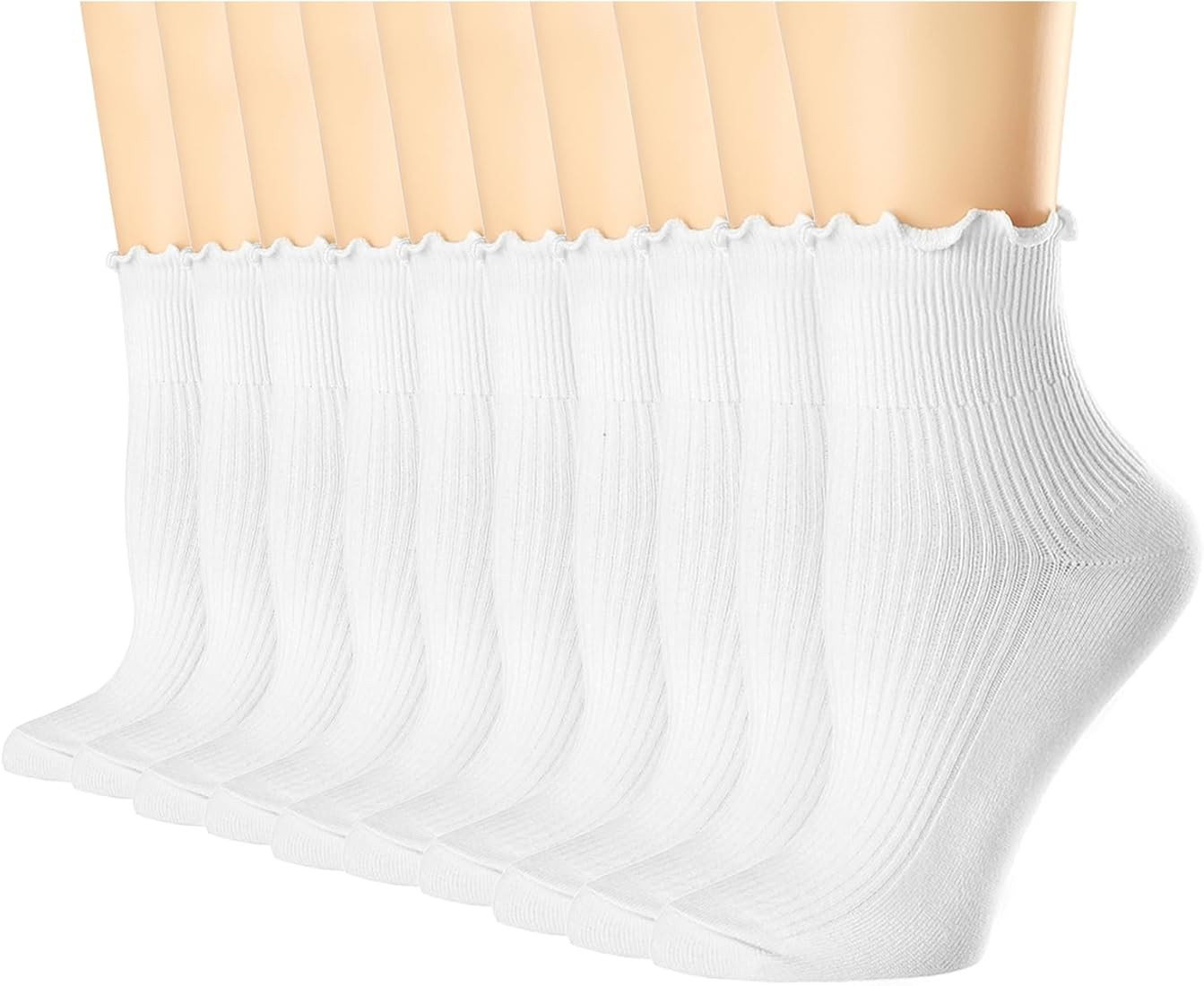 Mcool Mary Womens Ruffle Socks 10 Pairs,Casual Cute Ankle Socks Comfy Breathable Cool Knit Cotton... | Amazon (US)