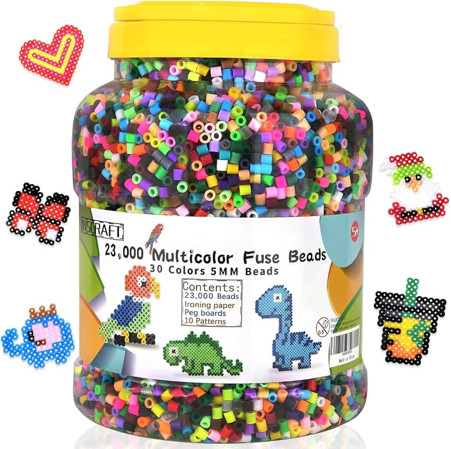 23,000 pcs Fuse Beads Kit for Kids Crafts, 30 Colors Iron Beads Set with 3 Pegboards, 5 Ironing P... | Amazon (US)