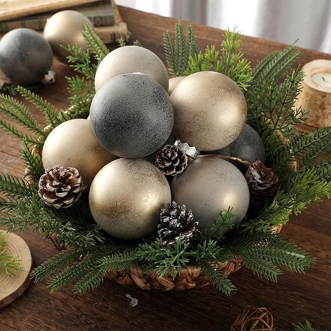 12 Pcs Neutral Christmas Balls 3.15 Inch Textured Rustic Christmas Tree Ornaments Shatterproof Ha... | Amazon (US)