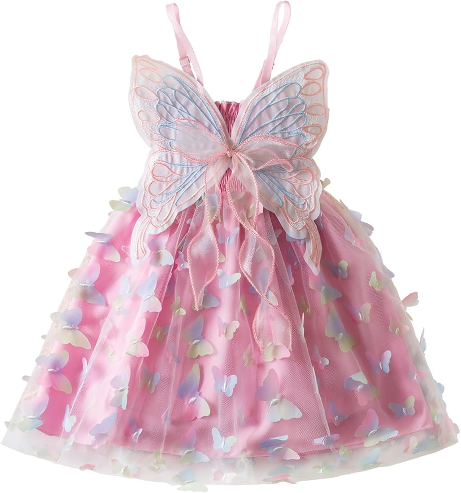 Girls Flower Sleeveless Strap Princess Layered Dress | Amazon (US)