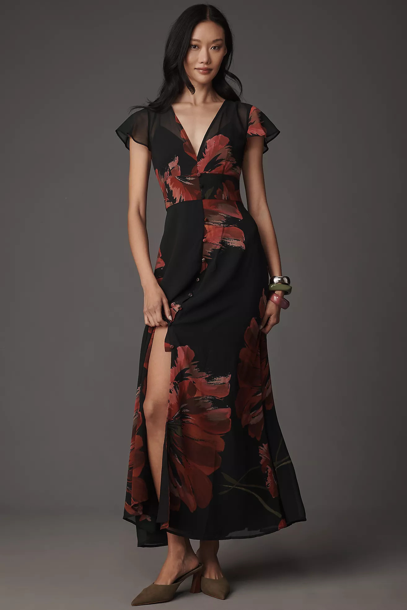 Hutch Nia Short-Sleeve V-Neck Maxi Dress | Anthropologie (US)