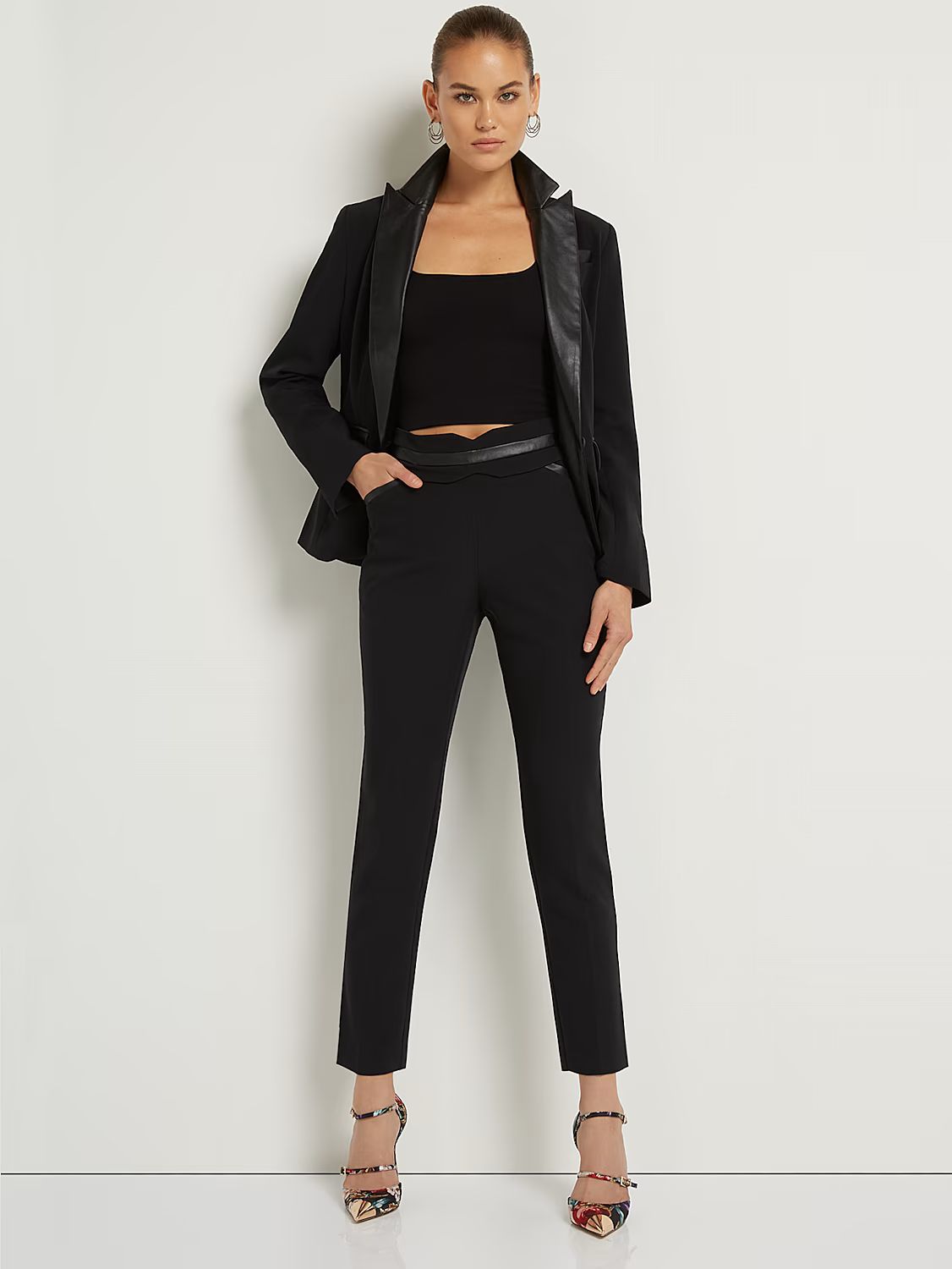 Faux-Leather Trim Ankle Pant - New York & Company | New York & Company