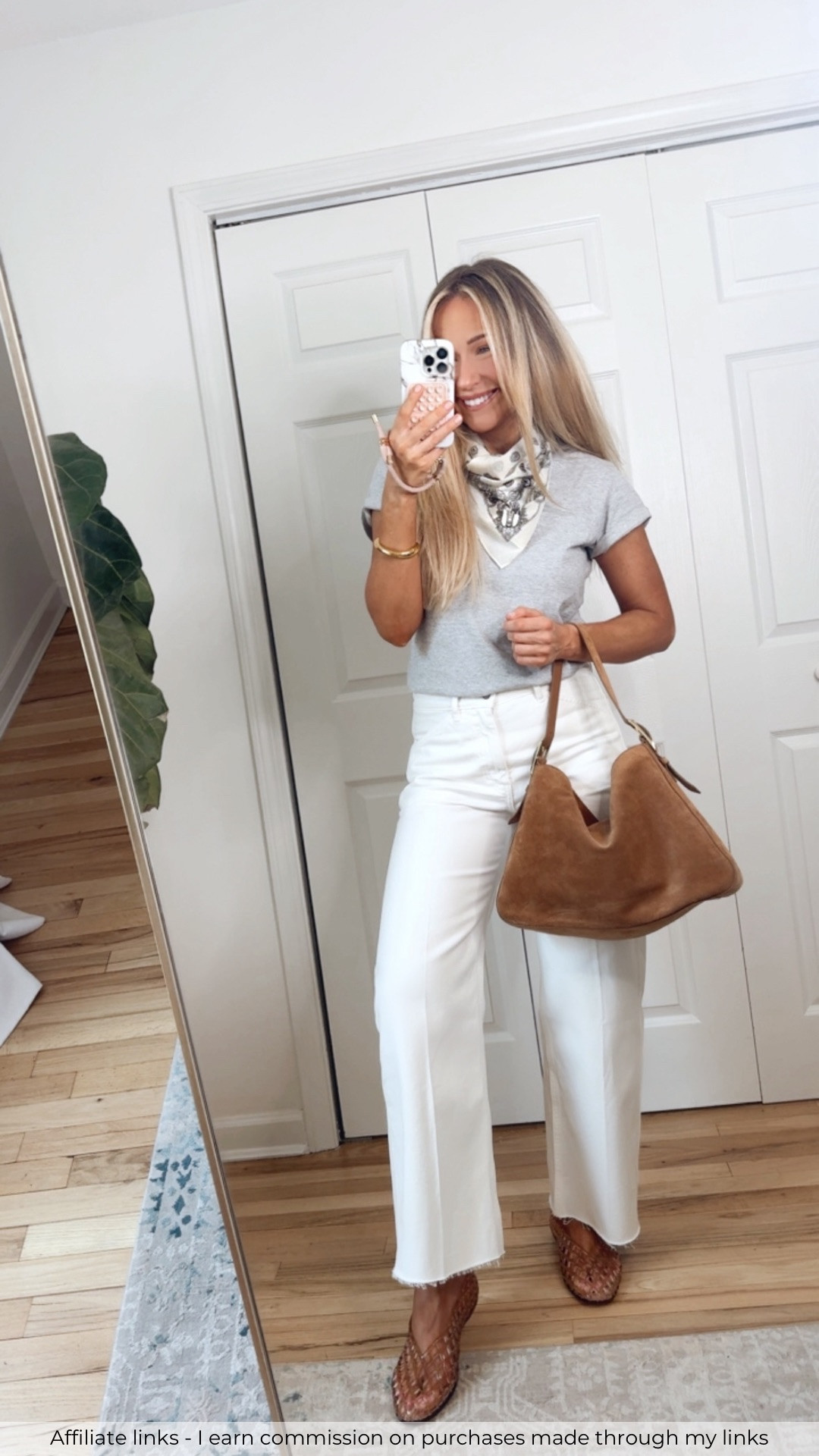 Affiliate links - I earn commission on purchases made through my links | white jeans outfit spring easy everyday style 
Neck scarf