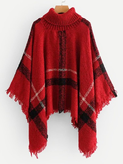 Raw Hem Poncho Sweater | SHEIN