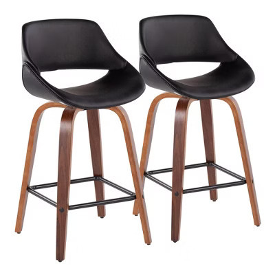 Mid-Century Modern Counter Stool with 360¡ã Swivel, Curved Back and Padded Seat (Set of 2) for Kitchen or Counter Area | Target
