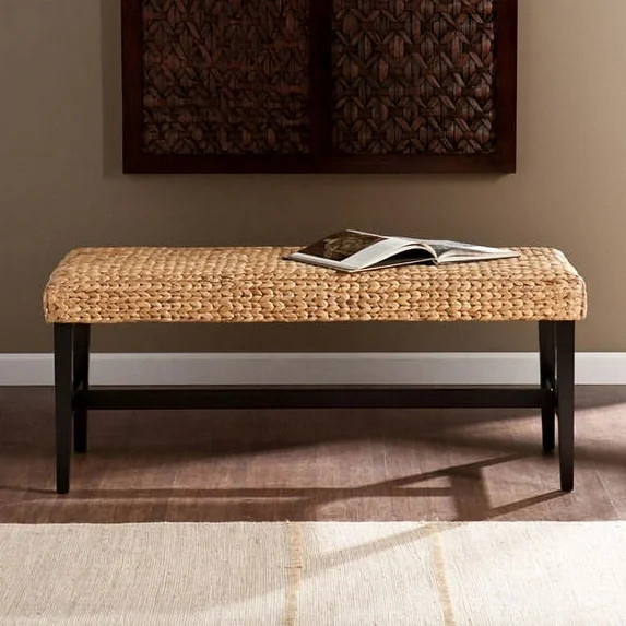 Samiford Water Hyacinth Bench, Black and Natural by Birch Harbor - Walmart.com | Walmart (US)