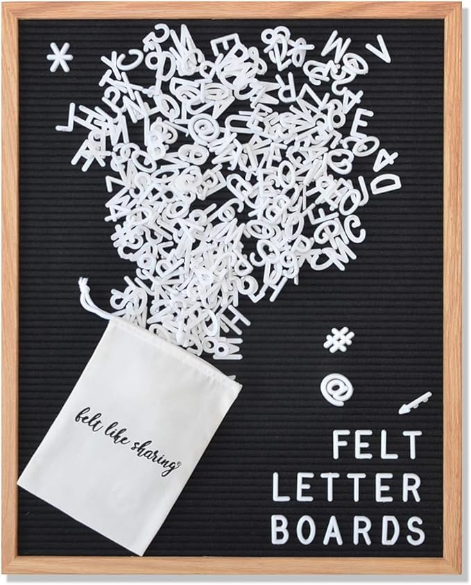 Black Felt Letter Board 16x20 Inches, Changeable Letter Board Plus 348 White Plastic Letters, War... | Amazon (US)