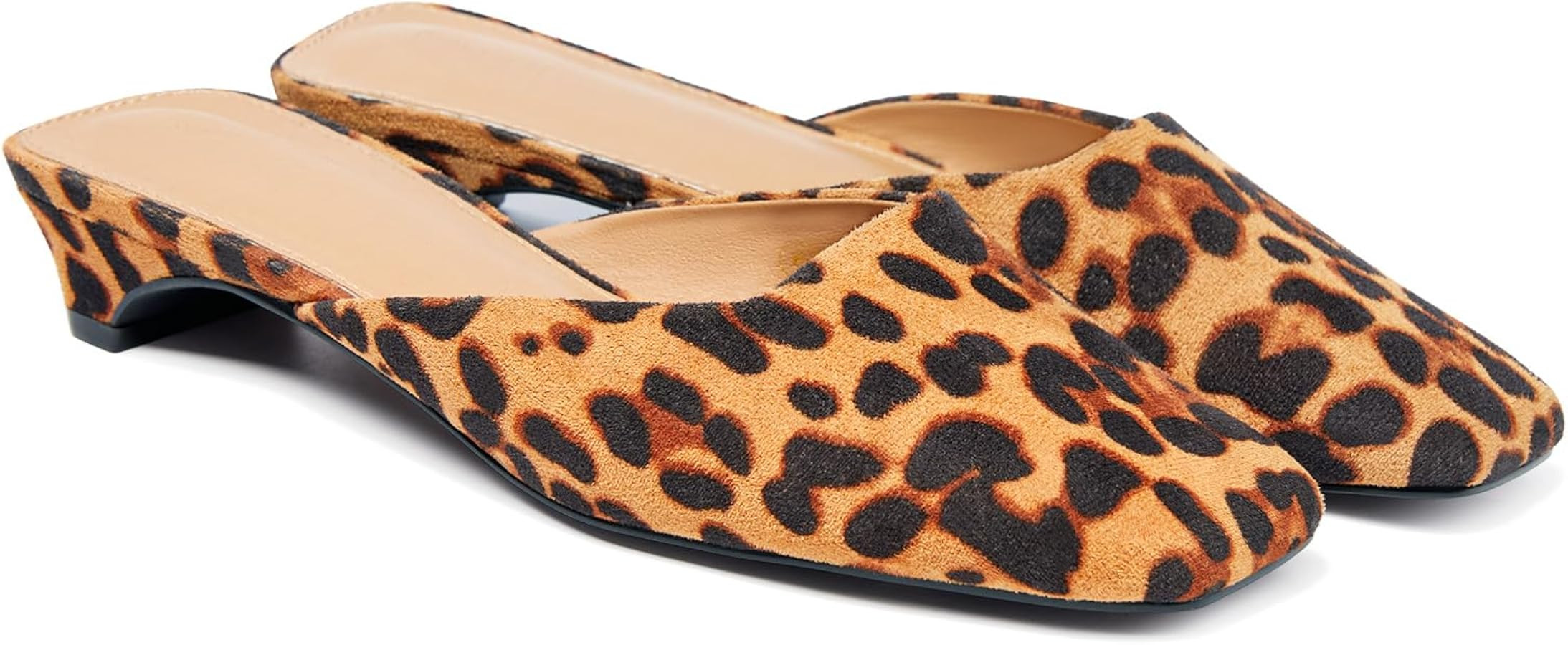 Coutgo Women's Mules Low Kitten Heels Closed Square Toe Slip On Dress Shoes | Amazon (US)