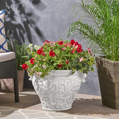Largo Antique White Lightweight Concrete Planter from Target
