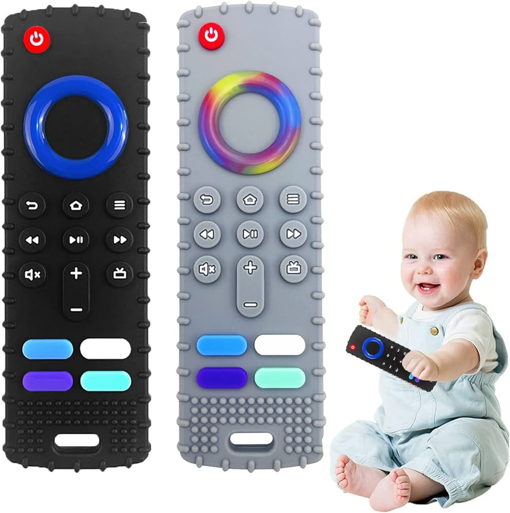 2-Pack Baby Teething Toys-TV Remote Control Shape Silicone Infants Teething Toys for Babies 0-18 ... | Amazon (US)