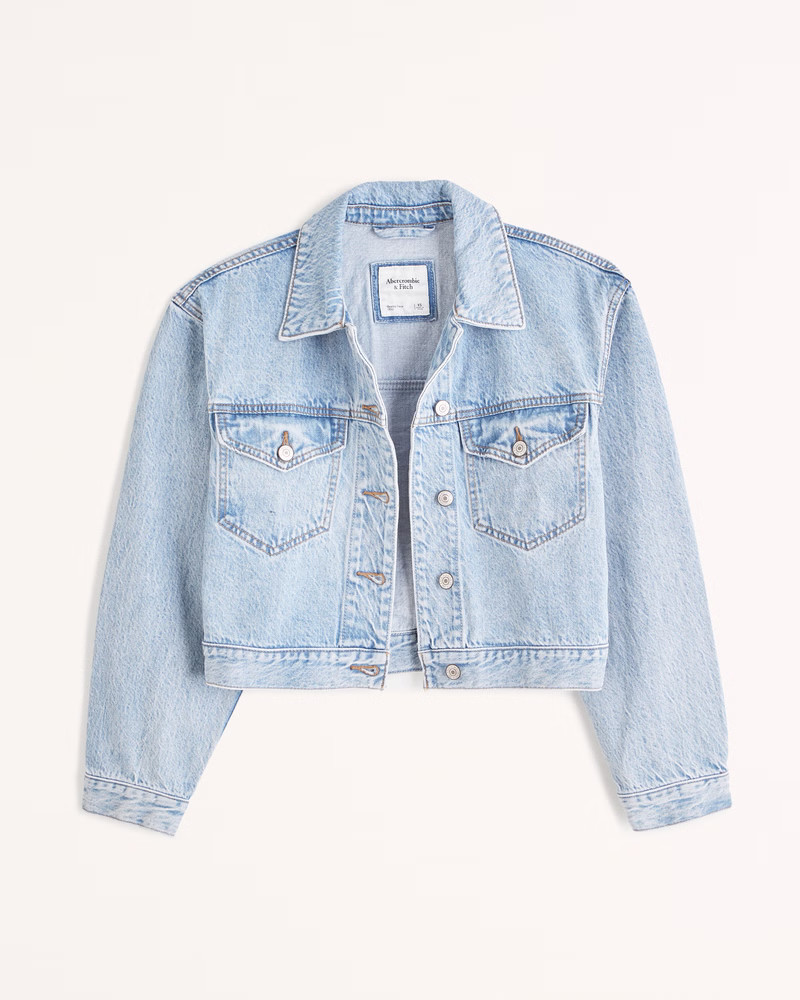 Cropped Drapey Denim Jacket | Abercrombie & Fitch (US)