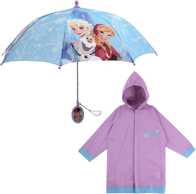 Disney Little Girls Frozen or Minnie Mouse Slicker and Umbrella Rainwear Set | Amazon (US)
