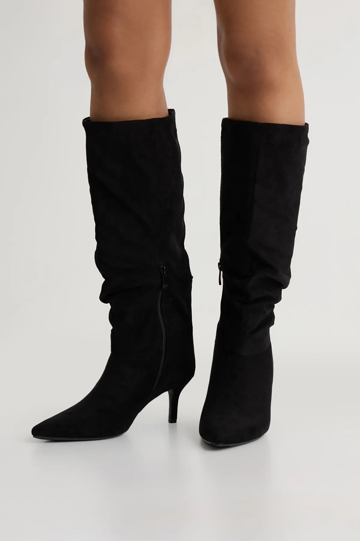 Black boohoo Slouchy Mid Height Knee High Boots | Nasty Gal | NastyGal UK