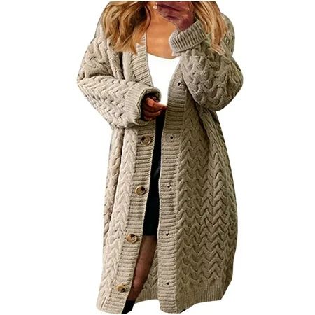 Women Fall Winter Cardigan Sweater Knit Asymmetrical Loose Fit Long for Women E1 | Walmart (US)