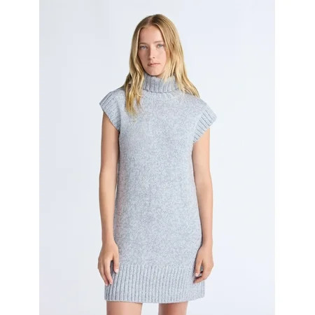 Free Assembly Women's Turtleneck Sweater Mini Dress, Sleeveless, Sizes XS-XXL | Walmart (US)