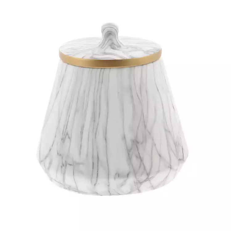 White Marble Oval Jar | Kirkland's Home