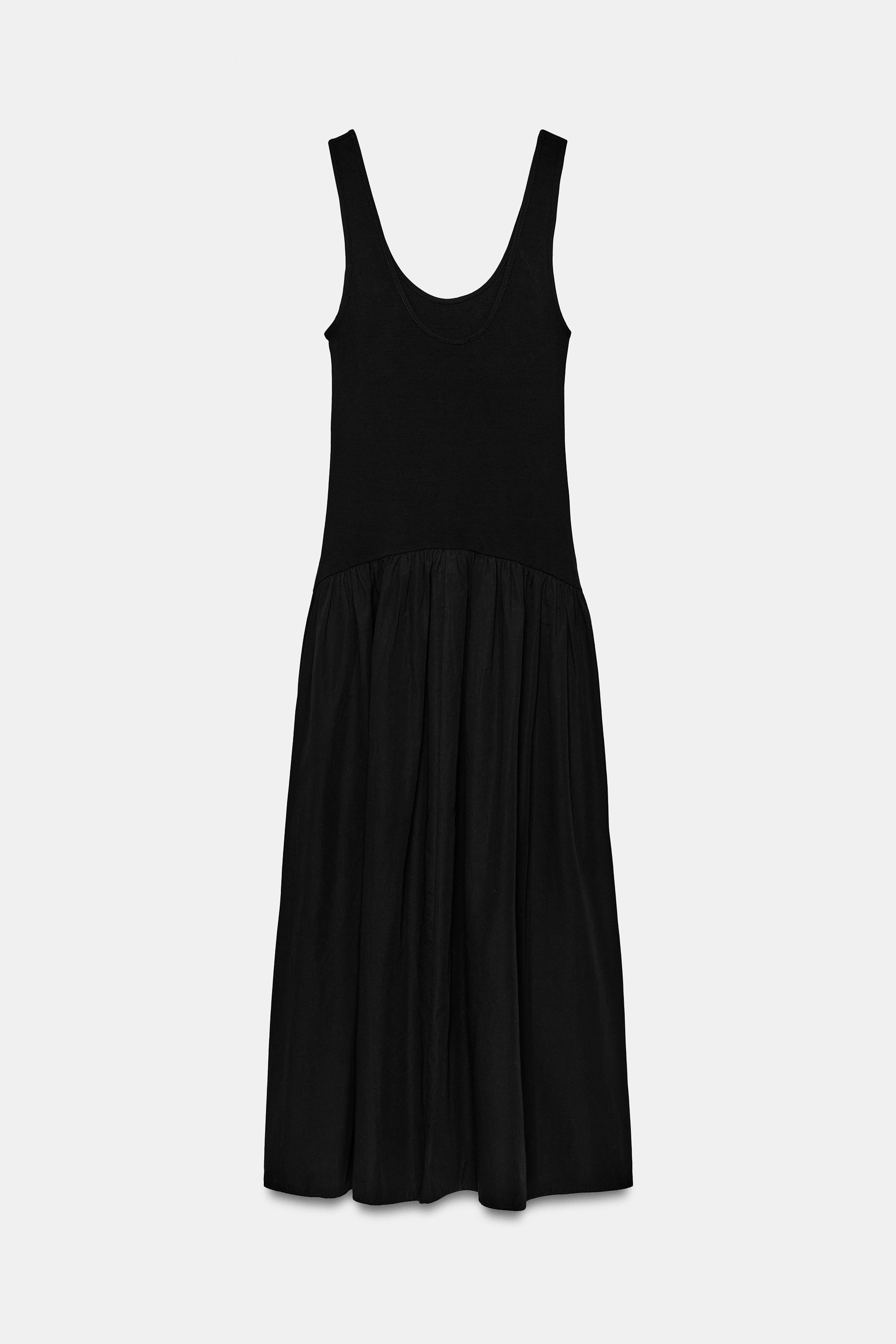 Cotton dress. Features a round neckline and wide straps. Tonal fabric appliqu\u00e9 detail. Finis... | Zara US