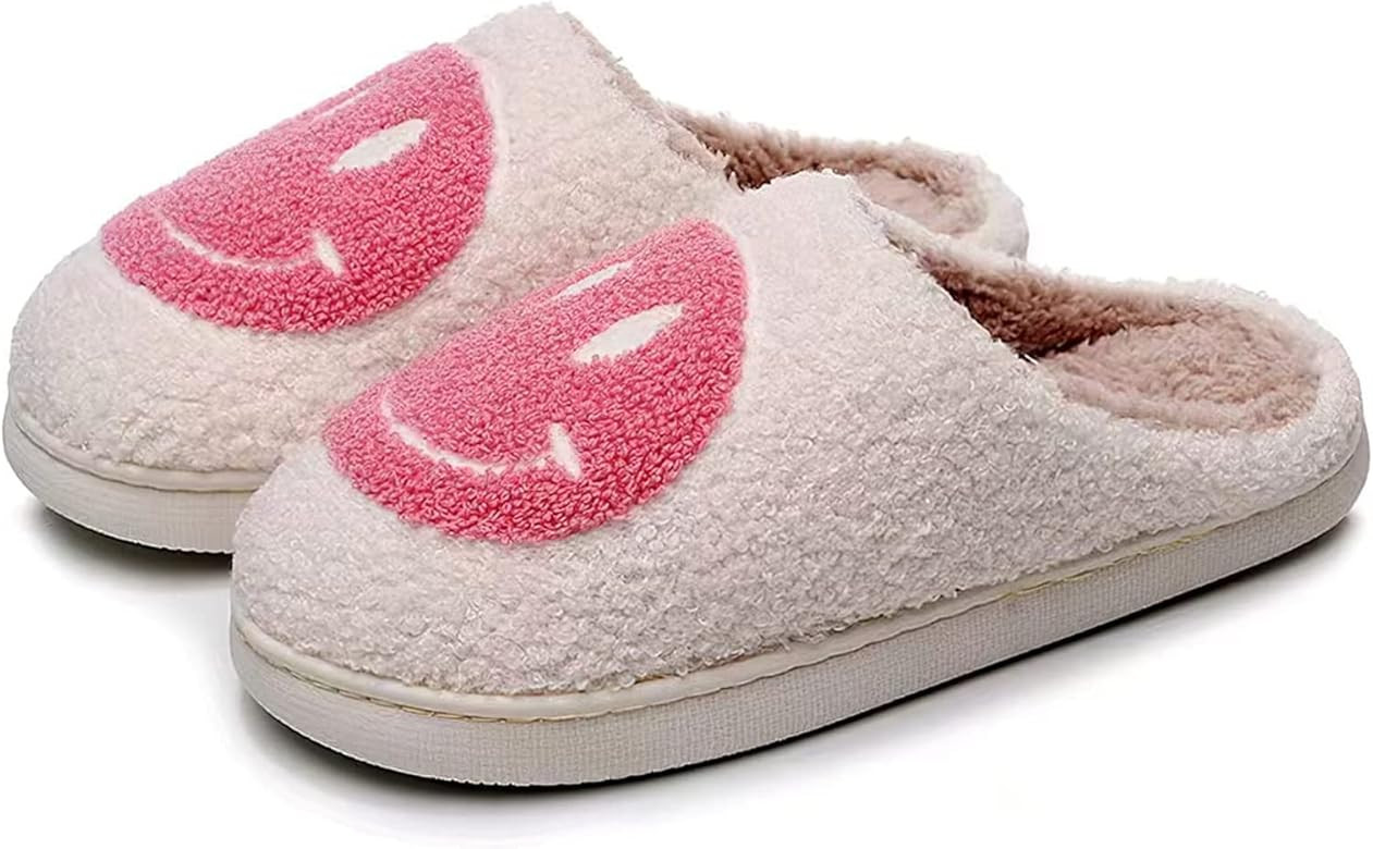 kissxiaoya Smile Face Slippers For Women/Men, Retro Soft Plush Lightweight Smiley Face House Slip... | Amazon (US)