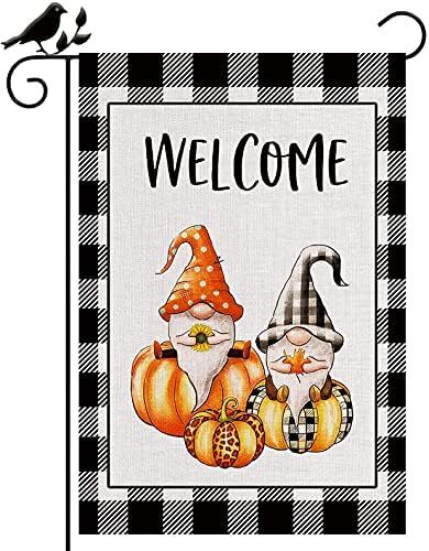 Buffalo Check Plaid Welcome Gnomes Fall Pumpkins Garden Flag Vertical Double Sided Burlap Autumn ... | Amazon (US)