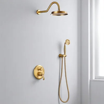 Retro Shower Faucet Set with Rough-In Valve with 9 Inches Rain Shower Head | Wayfair North America