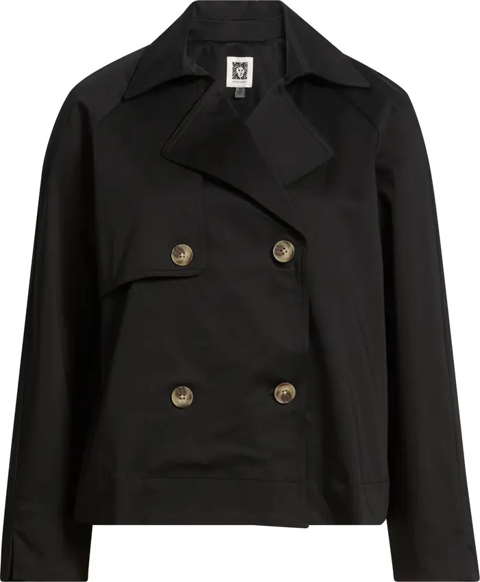 Short Double Breasted Cotton Blend Trench Coat | Nordstrom