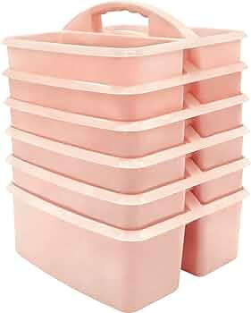 Blush Portable Plastic Storage Caddy 6-Pack for Classrooms, Kids Room, and Office Organization, 3... | Amazon (US)