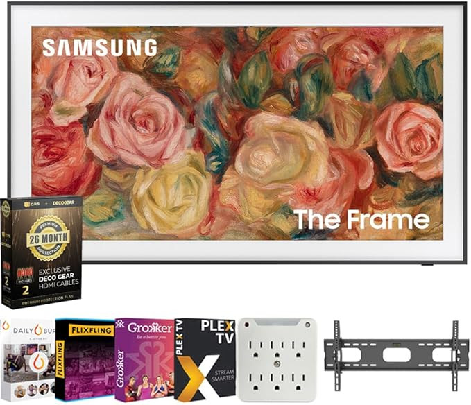 Samsung QN55LS03DA 55 inch The Frame QLED 4K Smart TV 2024 with Movie Streaming + Wall Mount + Su... | Amazon (US)