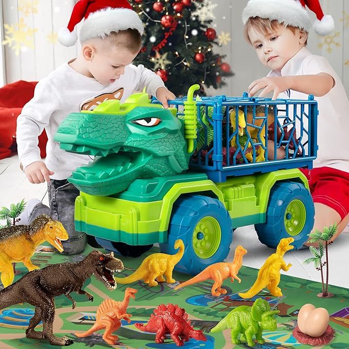 TEMI Dinosaur Truck Toys for Kids 3-5 Years, Tyrannosaurus Transport Car Carrier Truck with 8 Din... | Amazon (US)