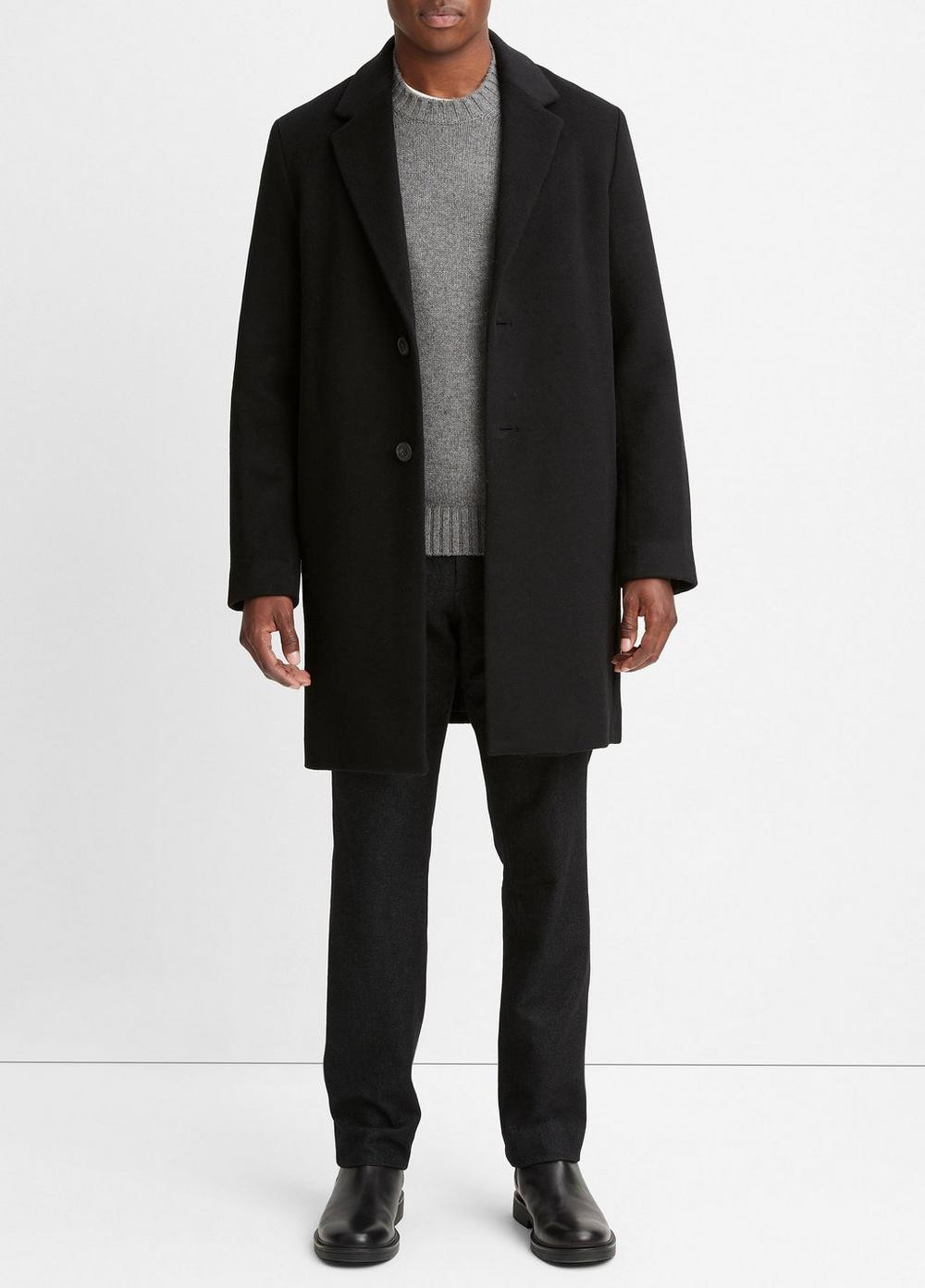 Men's Classic Italian Wool-Blend Coat, Black, Size S Vince | Vince LLC
