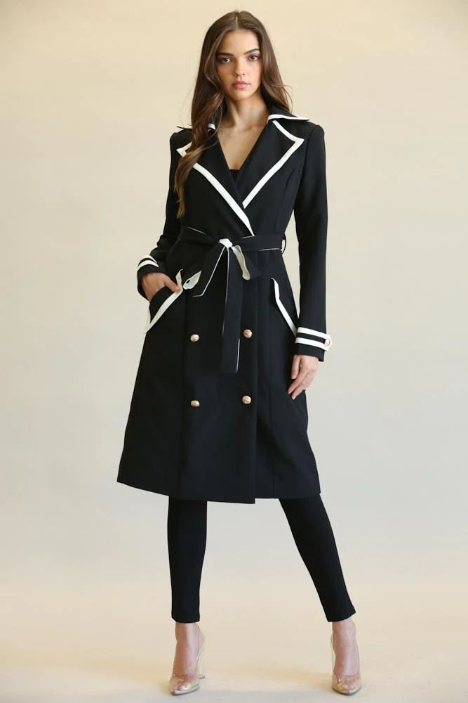 Audrey Double Breasted Trench Coat - Black | Alexa Reece Boutique