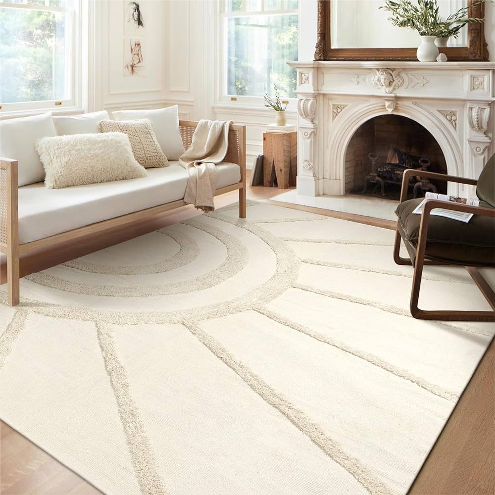 OJIA Boho Living Room Rug 5'x8', Large Washable Rugs Soft Tufted Bedroom Rug Nursery Rug, Cotton ... | Amazon (US)