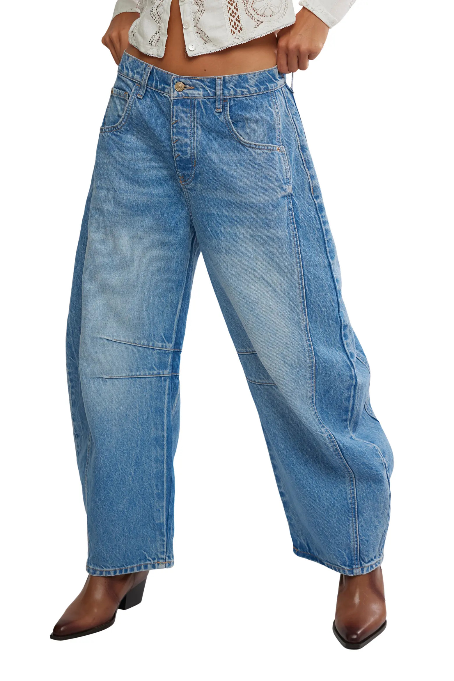 Free People We The Free Good Luck Mid Rise Barrel Leg Jeans (Women) | Nordstrom | Nordstrom