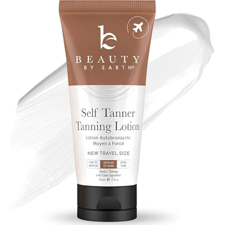 Beauty by Earth Self Tanner - USA Made with Natural & Organic Ingredients, Moisturizing Self Tanning Lotion with Aloe Vera & Coconut for a Natural Glow, Streak-Free Fake Tan, Medium to Dark | Amazon (US)