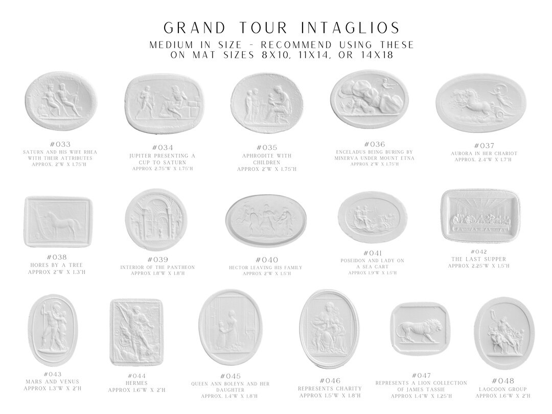 Plaster Intaglios White Grand Tour Intaglios Gems Medallions Home Decor HIGH END QUALITY - Etsy | Etsy (US)