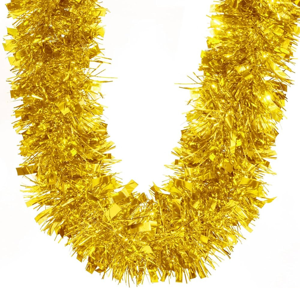BLEUM CADE 32.8Ft Christmas Tinsel Garland, Gold Tinsel Garland for Xmas Tree Decorations Holiday... | Amazon (US)