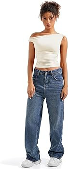 SUUKSESS Women Off Shoulder Tops Sleeveless Shirts Y2K Going Out Crop Tank Top | Amazon (US)